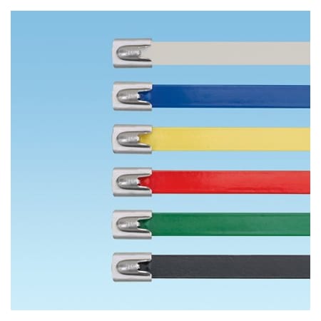 Panduit Cable Tie, 6-1/2 in L, 1-1/2 in Max Bundle Dia., Black, 316 Stainless Steel, Polyester, 100 PK MLTFC1.5S-CP316
